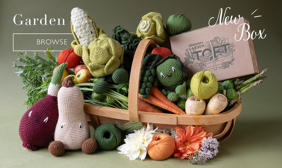 Garden box new packaging toft crochet vegetable fruit patterns